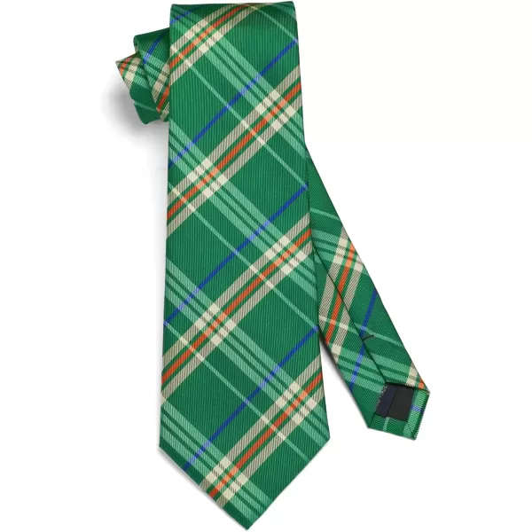 HISDERN Mens Ties Set Stripe Plaid Ties for Men and Pocket Square Cufflinks Formal Silk Necktie Wedding Business