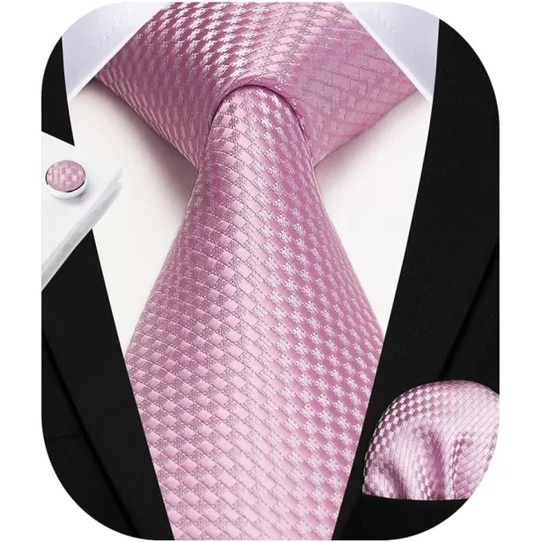 HISDERN Mens Ties Set Stripe Plaid Ties for Men and Pocket Square Cufflinks Formal Silk Necktie Wedding Business
