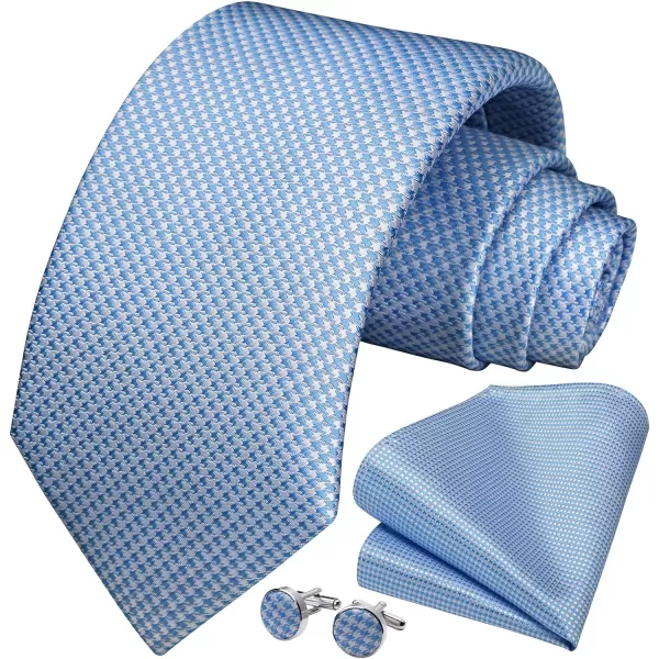 HISDERN Mens Ties Set Stripe Plaid Ties for Men and Pocket Square Cufflinks Formal Silk Necktie Wedding Business