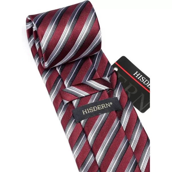 HISDERN Mens Ties Set Stripe Plaid Ties for Men and Pocket Square Cufflinks Formal Silk Necktie Wedding Business