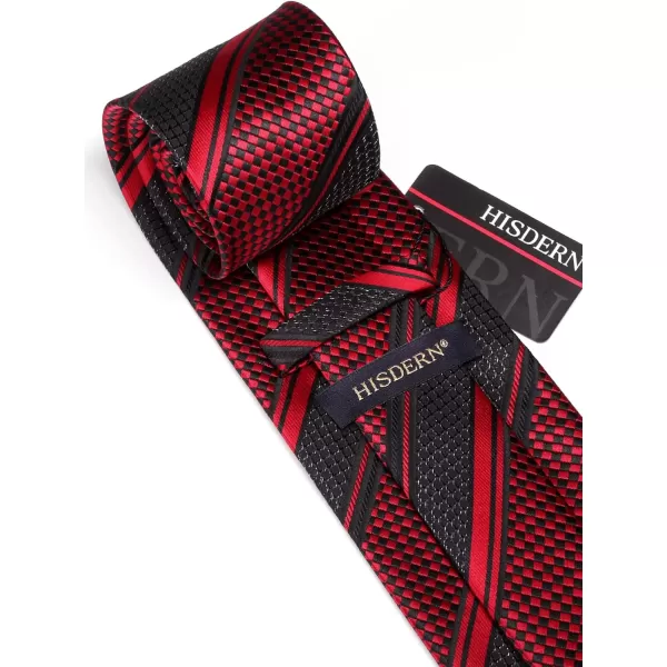 HISDERN Mens Ties Set Stripe Plaid Ties for Men and Pocket Square Cufflinks Formal Silk Necktie Wedding Business