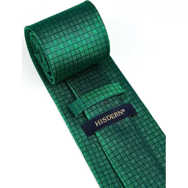 HISDERN Mens Ties Set Stripe Plaid Ties for Men and Pocket Square Cufflinks Formal Silk Necktie Wedding Business