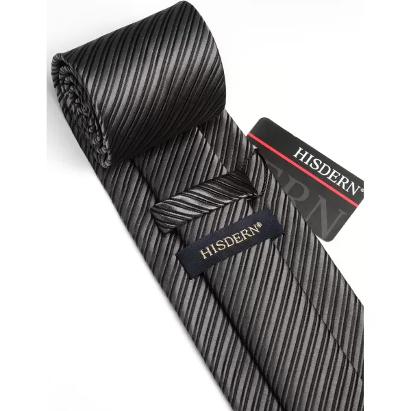 HISDERN Mens Ties Set Stripe Plaid Ties for Men and Pocket Square Cufflinks Formal Silk Necktie Wedding Business