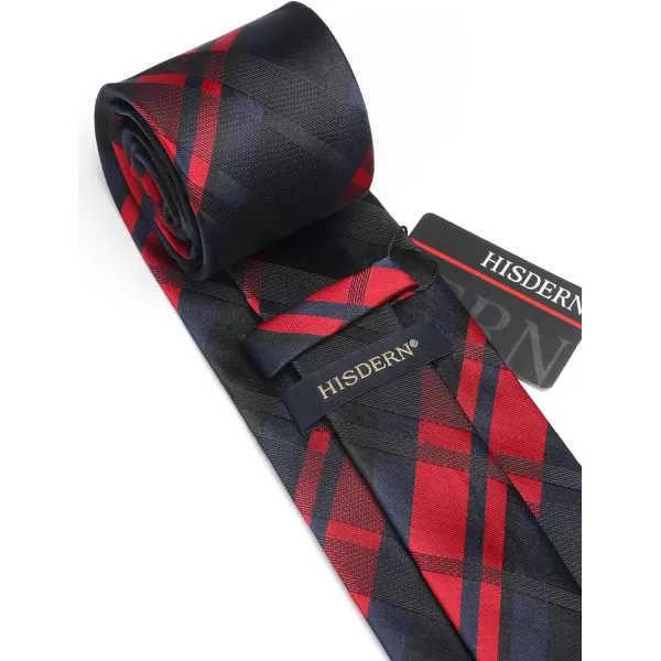 HISDERN Mens Ties Set Stripe Plaid Ties for Men and Pocket Square Cufflinks Formal Silk Necktie Wedding Business