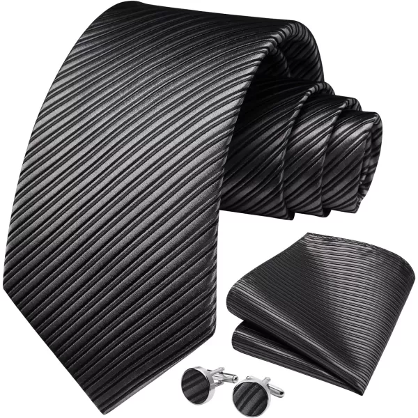 HISDERN Mens Ties Set Stripe Plaid Ties for Men and Pocket Square Cufflinks Formal Silk Necktie Wedding Business