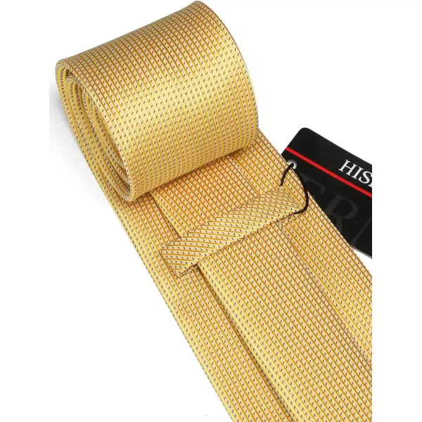 HISDERN Mens Ties Set Stripe Plaid Ties for Men and Pocket Square Cufflinks Formal Silk Necktie Wedding Business