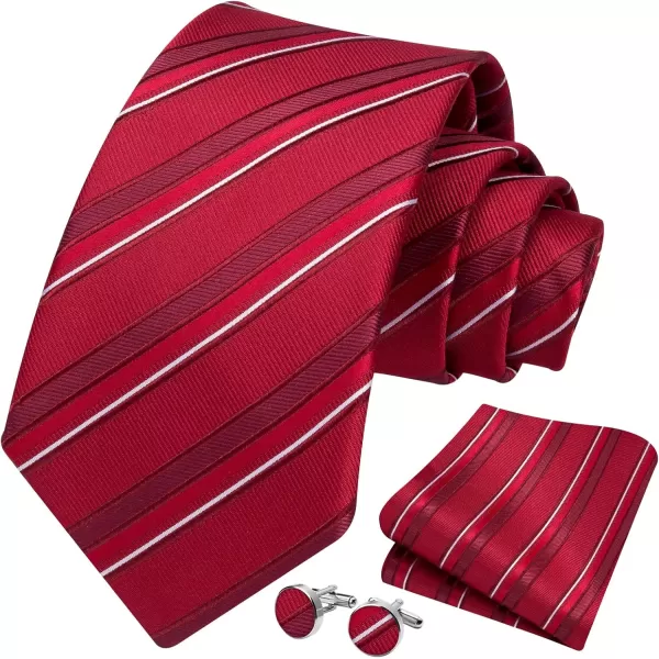 HISDERN Mens Ties Set Stripe Plaid Ties for Men and Pocket Square Cufflinks Formal Silk Necktie Wedding Business