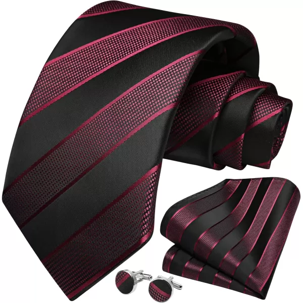 HISDERN Mens Ties Set Stripe Plaid Ties for Men and Pocket Square Cufflinks Formal Silk Necktie Wedding Business