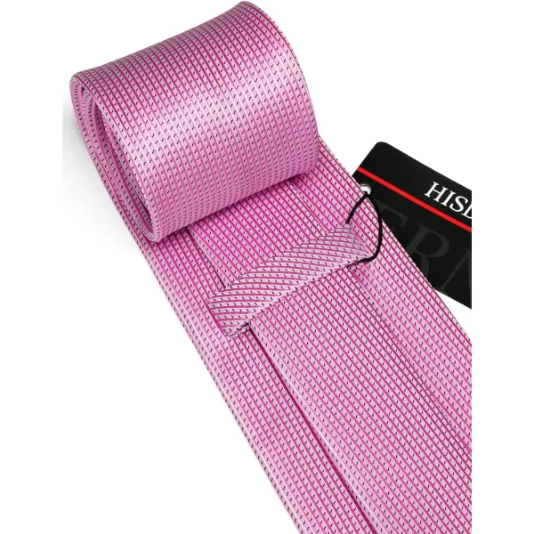 HISDERN Mens Ties Set Stripe Plaid Ties for Men and Pocket Square Cufflinks Formal Silk Necktie Wedding Business