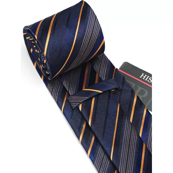 HISDERN Mens Ties Set Stripe Plaid Ties for Men and Pocket Square Cufflinks Formal Silk Necktie Wedding Business