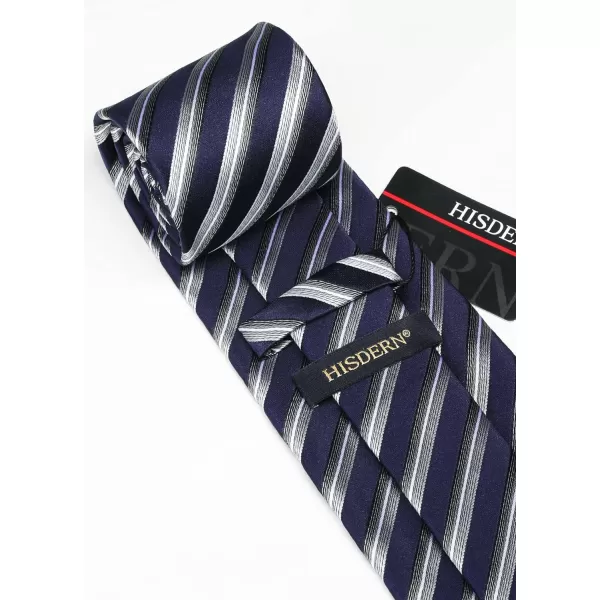 HISDERN Mens Ties Set Stripe Plaid Ties for Men and Pocket Square Cufflinks Formal Silk Necktie Wedding Business