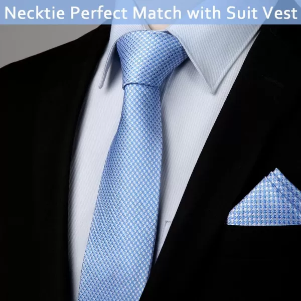 HISDERN Mens Ties Set Stripe Plaid Ties for Men and Pocket Square Cufflinks Formal Silk Necktie Wedding Business