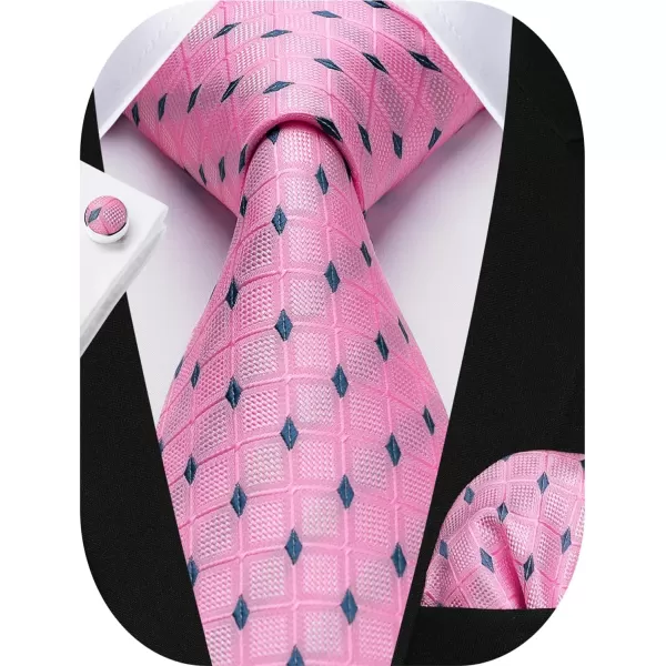 HISDERN Mens Ties Set Stripe Plaid Ties for Men and Pocket Square Cufflinks Formal Silk Necktie Wedding Business