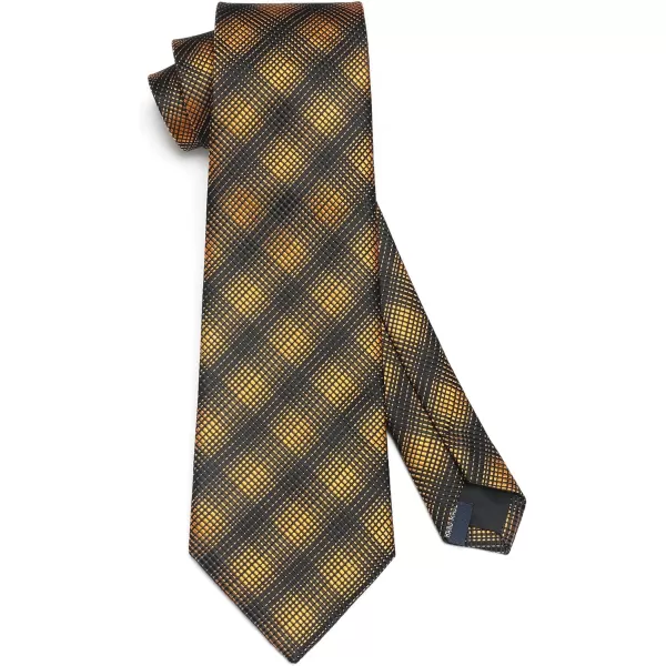 HISDERN Mens Ties Set Stripe Plaid Ties for Men and Pocket Square Cufflinks Formal Silk Necktie Wedding Business