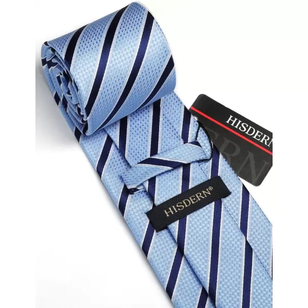 HISDERN Mens Ties Set Stripe Plaid Ties for Men and Pocket Square Cufflinks Formal Silk Necktie Wedding Business