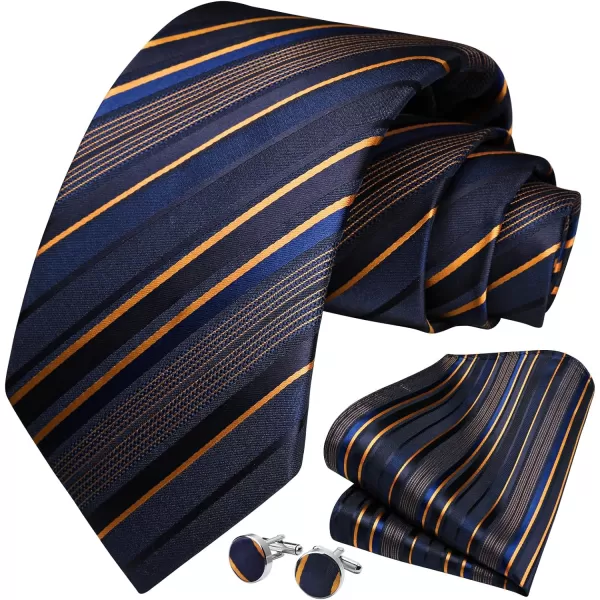 HISDERN Mens Ties Set Stripe Plaid Ties for Men and Pocket Square Cufflinks Formal Silk Necktie Wedding Business