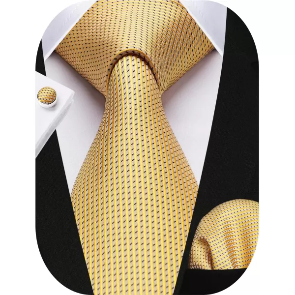 HISDERN Mens Ties Set Stripe Plaid Ties for Men and Pocket Square Cufflinks Formal Silk Necktie Wedding Business