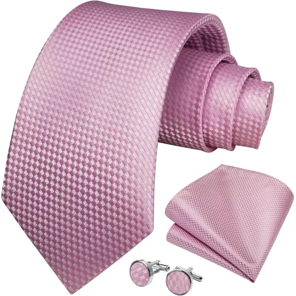 HISDERN Mens Ties Set Stripe Plaid Ties for Men and Pocket Square Cufflinks Formal Silk Necktie Wedding Business
