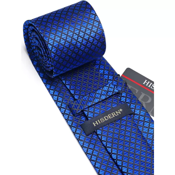 HISDERN Mens Ties Set Stripe Plaid Ties for Men and Pocket Square Cufflinks Formal Silk Necktie Wedding Business