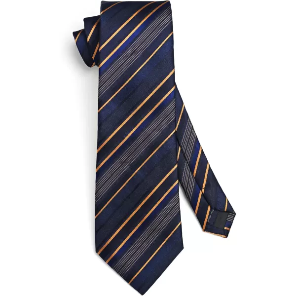 HISDERN Mens Ties Set Stripe Plaid Ties for Men and Pocket Square Cufflinks Formal Silk Necktie Wedding Business