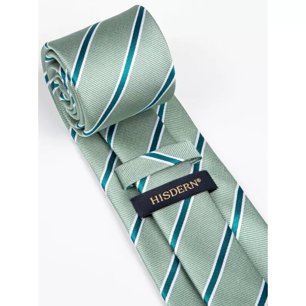 HISDERN Mens Ties Set Stripe Plaid Ties for Men and Pocket Square Cufflinks Formal Silk Necktie Wedding Business