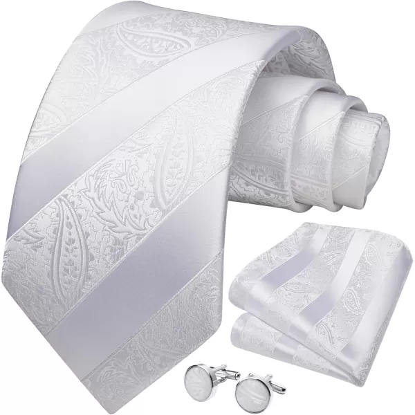 HISDERN Mens Ties Set Stripe Plaid Ties for Men and Pocket Square Cufflinks Formal Silk Necktie Wedding Business