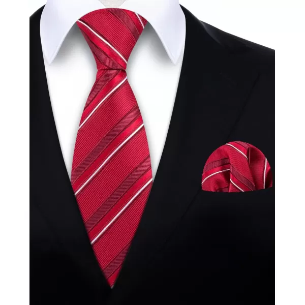 HISDERN Mens Ties Set Stripe Plaid Ties for Men and Pocket Square Cufflinks Formal Silk Necktie Wedding Business