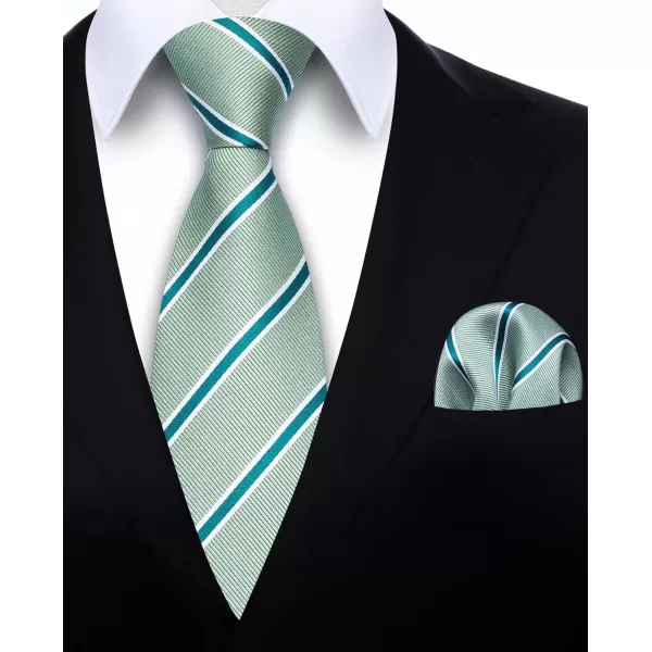 HISDERN Mens Ties Set Stripe Plaid Ties for Men and Pocket Square Cufflinks Formal Silk Necktie Wedding Business