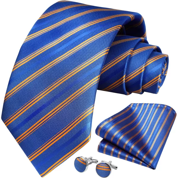 HISDERN Mens Ties Set Stripe Plaid Ties for Men and Pocket Square Cufflinks Formal Silk Necktie Wedding Business