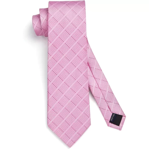HISDERN Mens Ties Set Stripe Plaid Ties for Men and Pocket Square Cufflinks Formal Silk Necktie Wedding Business