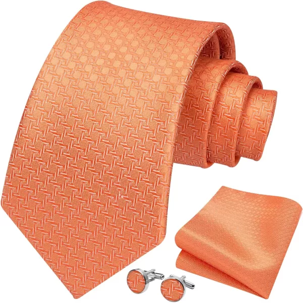 HISDERN Mens Ties Set Stripe Plaid Ties for Men and Pocket Square Cufflinks Formal Silk Necktie Wedding Business