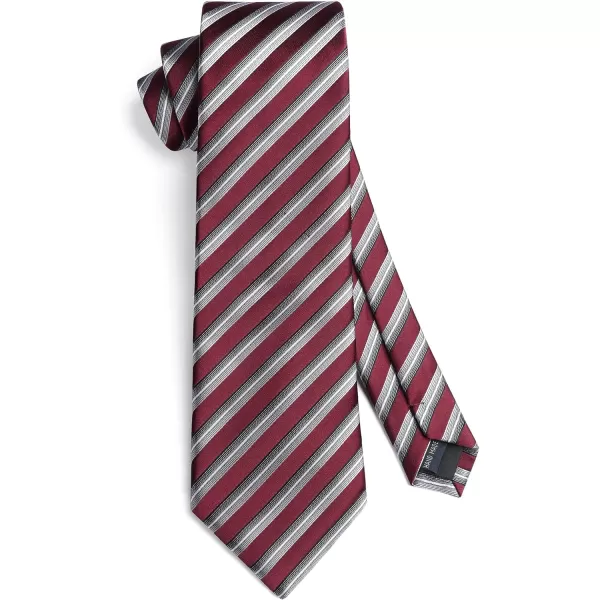 HISDERN Mens Ties Set Stripe Plaid Ties for Men and Pocket Square Cufflinks Formal Silk Necktie Wedding Business