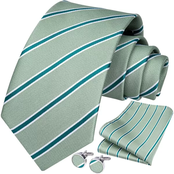 HISDERN Mens Ties Set Stripe Plaid Ties for Men and Pocket Square Cufflinks Formal Silk Necktie Wedding Business