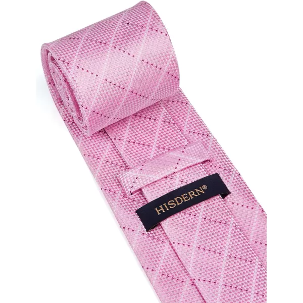 HISDERN Mens Ties Set Stripe Plaid Ties for Men and Pocket Square Cufflinks Formal Silk Necktie Wedding Business