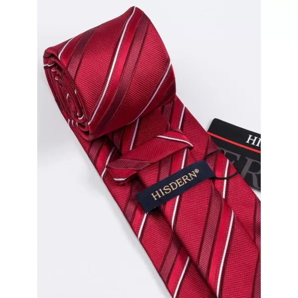 HISDERN Mens Ties Set Stripe Plaid Ties for Men and Pocket Square Cufflinks Formal Silk Necktie Wedding Business