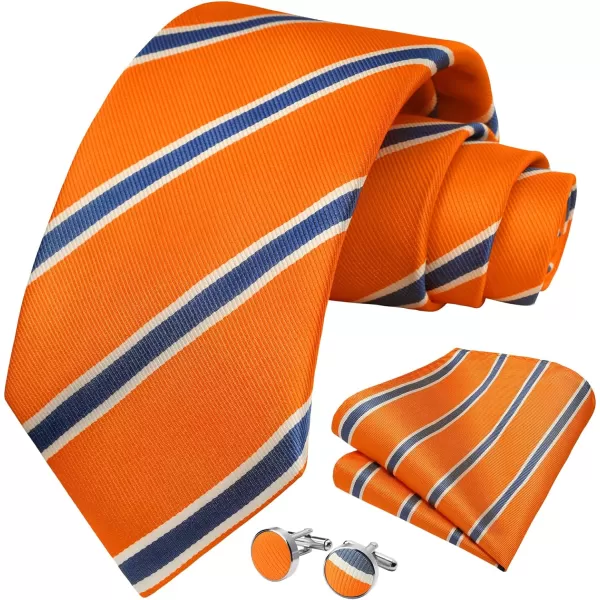 HISDERN Mens Ties Set Stripe Plaid Ties for Men and Pocket Square Cufflinks Formal Silk Necktie Wedding Business
