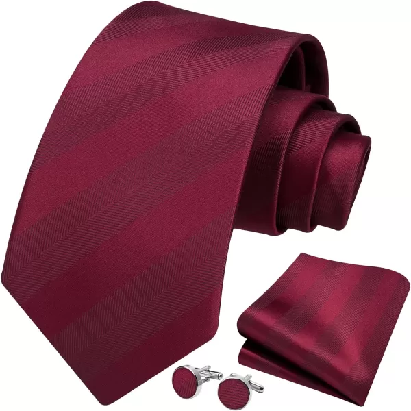 HISDERN Mens Ties Set Stripe Plaid Ties for Men and Pocket Square Cufflinks Formal Silk Necktie Wedding Business