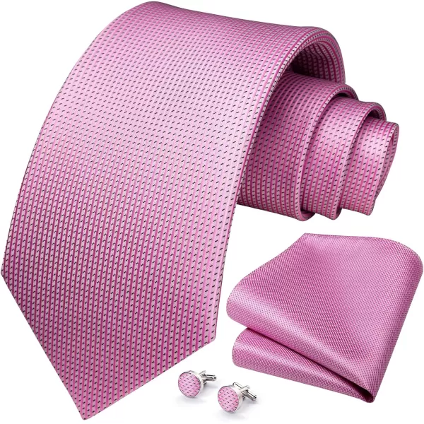 HISDERN Mens Ties Set Stripe Plaid Ties for Men and Pocket Square Cufflinks Formal Silk Necktie Wedding Business