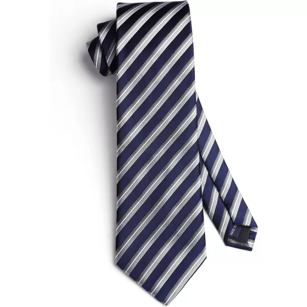 HISDERN Mens Ties Set Stripe Plaid Ties for Men and Pocket Square Cufflinks Formal Silk Necktie Wedding Business