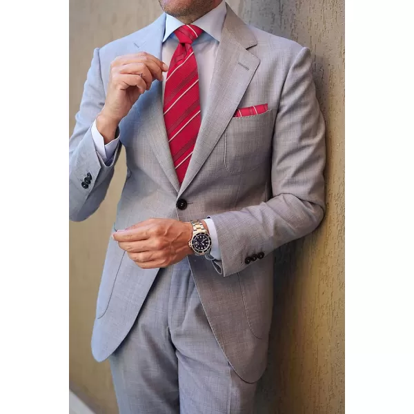 HISDERN Mens Ties Set Stripe Plaid Ties for Men and Pocket Square Cufflinks Formal Silk Necktie Wedding Business