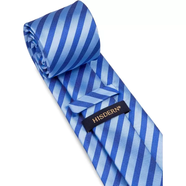 HISDERN Mens Ties Set Stripe Plaid Ties for Men and Pocket Square Cufflinks Formal Silk Necktie Wedding Business