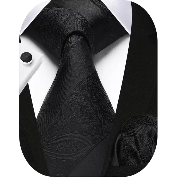 HISDERN Mens Ties Set Stripe Plaid Ties for Men and Pocket Square Cufflinks Formal Silk Necktie Wedding Business