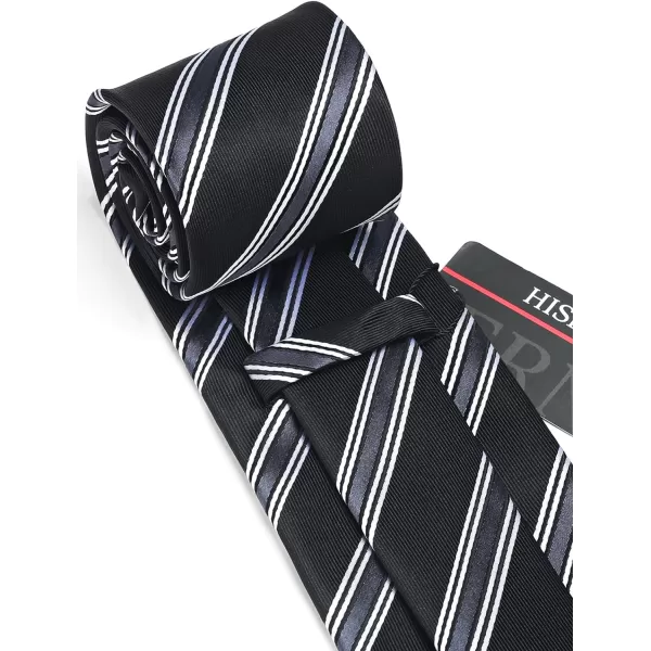 HISDERN Mens Ties Set Stripe Plaid Ties for Men and Pocket Square Cufflinks Formal Silk Necktie Wedding Business