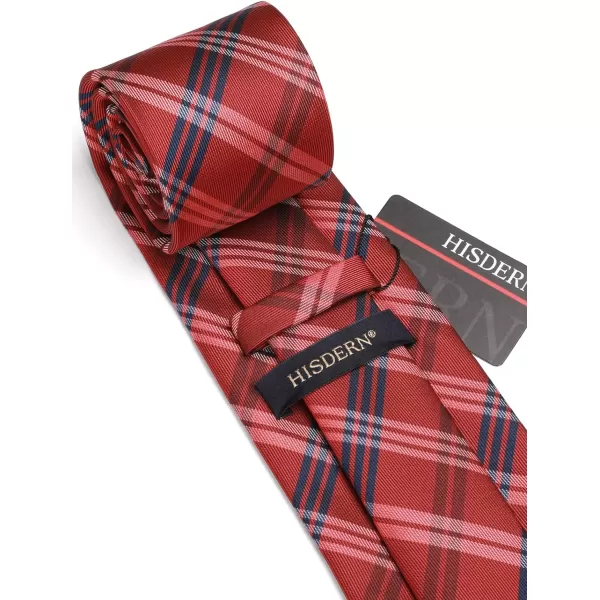 HISDERN Mens Ties Set Stripe Plaid Ties for Men and Pocket Square Cufflinks Formal Silk Necktie Wedding Business