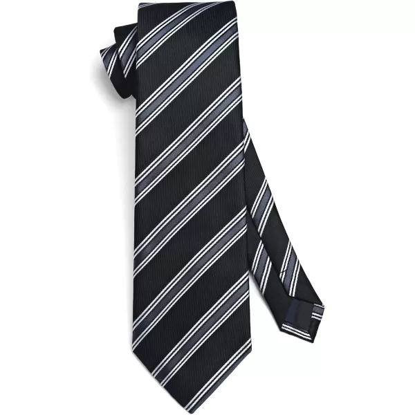 HISDERN Mens Ties Set Stripe Plaid Ties for Men and Pocket Square Cufflinks Formal Silk Necktie Wedding Business