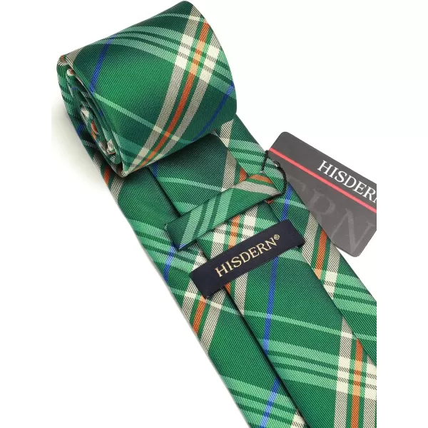 HISDERN Mens Ties Set Stripe Plaid Ties for Men and Pocket Square Cufflinks Formal Silk Necktie Wedding Business