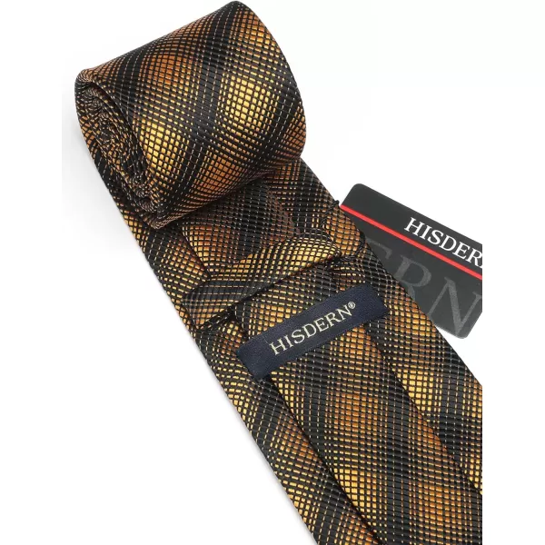 HISDERN Mens Ties Set Stripe Plaid Ties for Men and Pocket Square Cufflinks Formal Silk Necktie Wedding Business