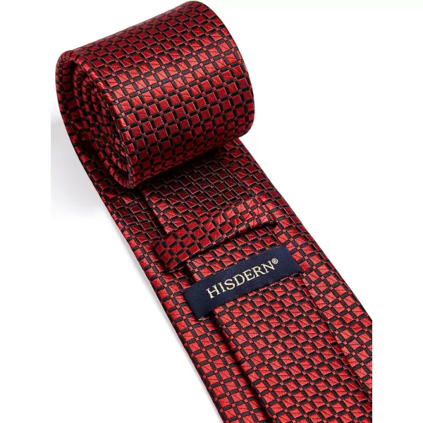 HISDERN Mens Ties Set Stripe Plaid Ties for Men and Pocket Square Cufflinks Formal Silk Necktie Wedding Business