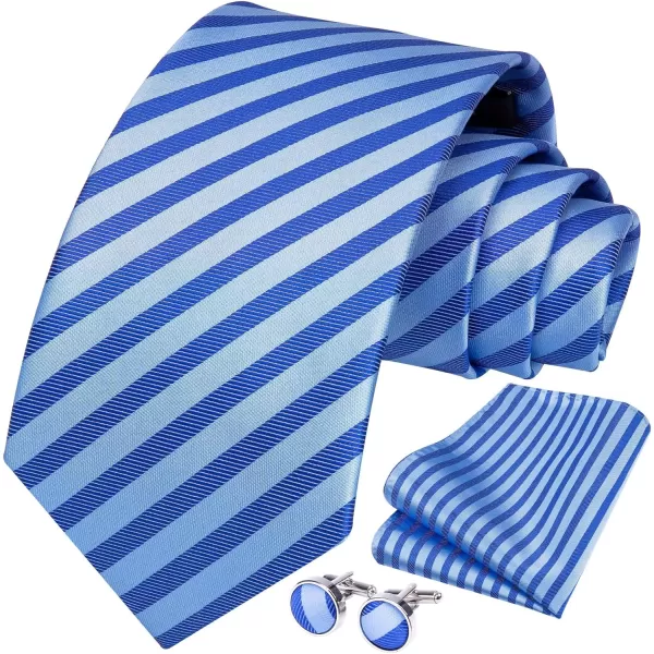 HISDERN Mens Ties Set Stripe Plaid Ties for Men and Pocket Square Cufflinks Formal Silk Necktie Wedding Business