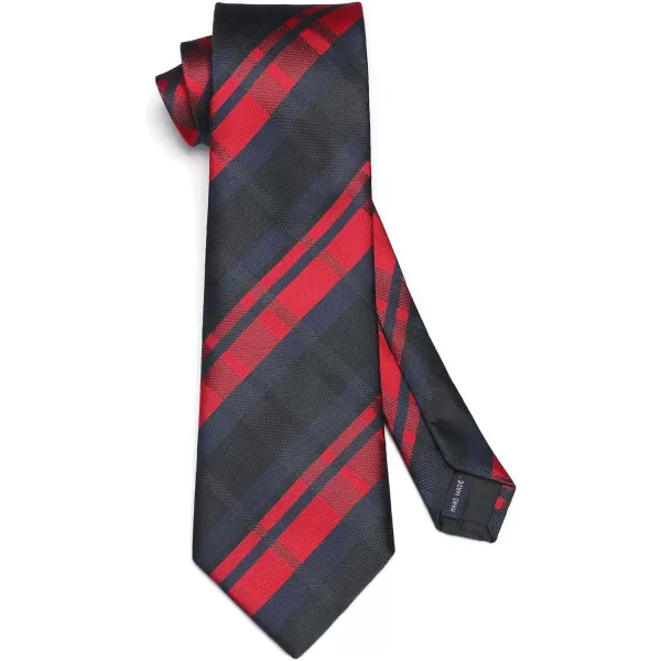 HISDERN Mens Ties Set Stripe Plaid Ties for Men and Pocket Square Cufflinks Formal Silk Necktie Wedding Business